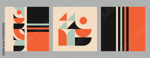 Bold Retro Geometric Abstract Art Set