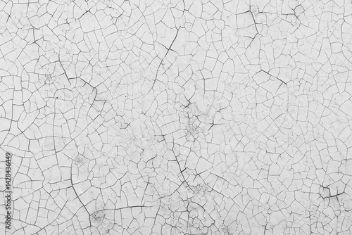 Obraz na płótnie White peeling paint on the wall. Old concrete wall with cracked flaking paint. Weathered rough painted surface with patterns of cracks and peeling. High resolution texture for background and design. w salonie