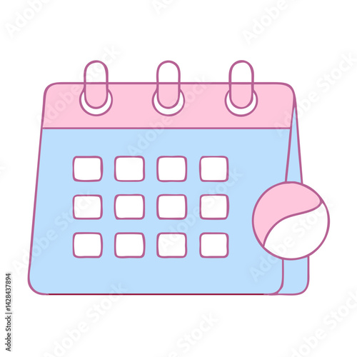 Calendar illustration with a tennis ball on a pastel background  