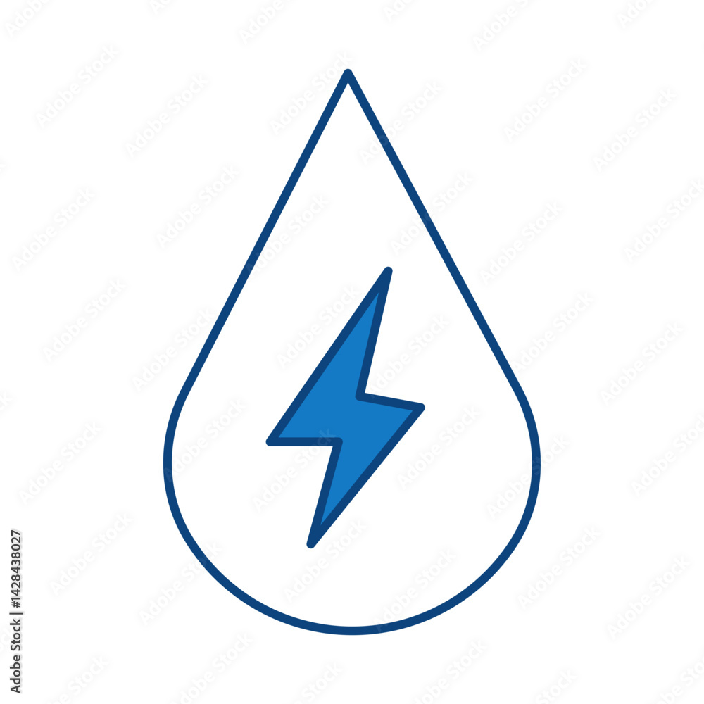 Water Energy Blue Icon. Solar Energy, Solar Panel, Green Energy, Sun Energy, Solar Battery, Energy Saving, Solar House, Ecology, Electricity, Renewable Energies Editable Stroke Vector Illustration Water Energy Blue Icon. Solar Energy, Solar Panel, Green Energy, Sun Energy, Solar Battery, Energy Saving, Solar House, Ecology, Electricity, Renewable Energies Editable Stroke Vector Illustration