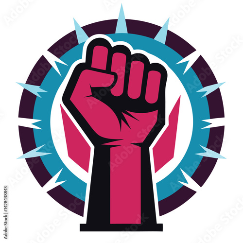Raised worker fist symbol on white background vector illustration