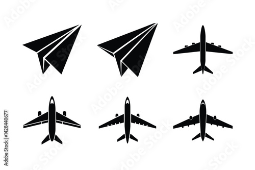 Jet Plane in Takeoff Silhouette Vector Illustration