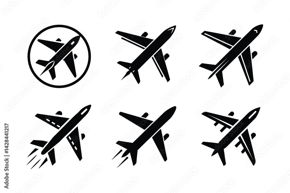 Flat Design Jet Silhouette Vector Illustration Flat Design Jet Silhouette Vector Illustration