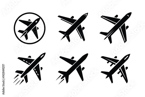 Flat Design Jet Silhouette Vector Illustration