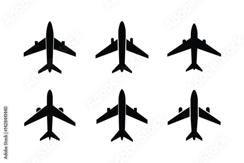 Jet Plane Silhouette Vector Illustration in Upward Motion