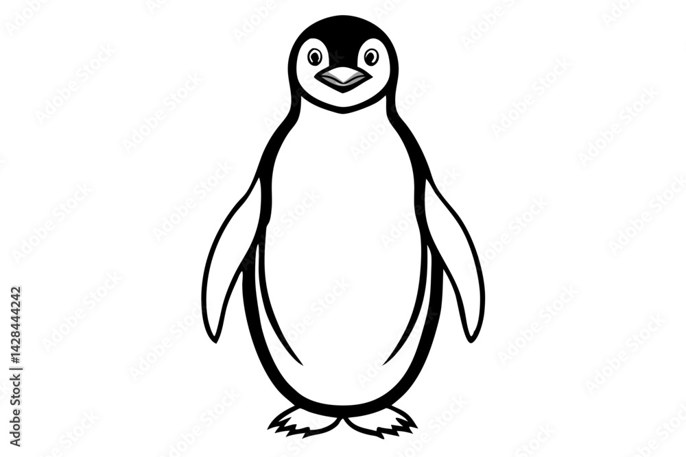 Fototapeta premium Penguin line art vector illustration and white background