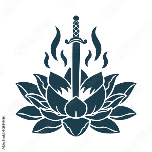 Manjushri's Sword Piercing Lotus - Wisdom Symbol - Manjushri’s Sword – Flaming sword of wisdom piercing a lotus