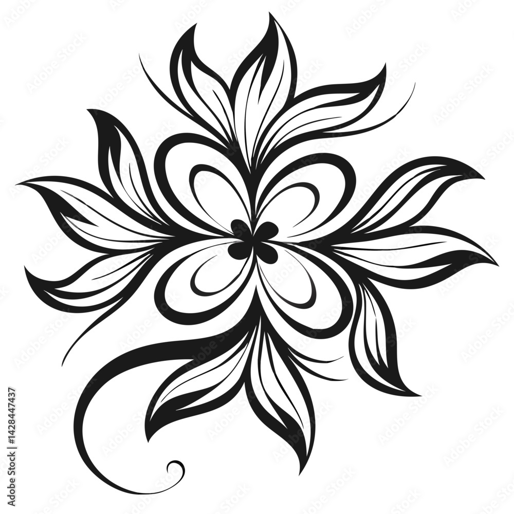 Fototapeta premium Stylized Bloom – Elegant Floral Silhouette