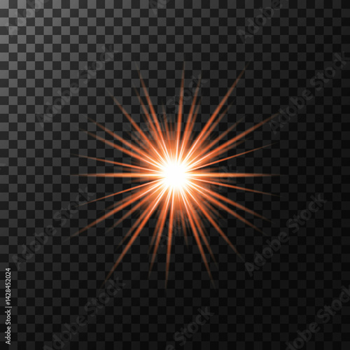 a star, a flash above a new one, orange in color
