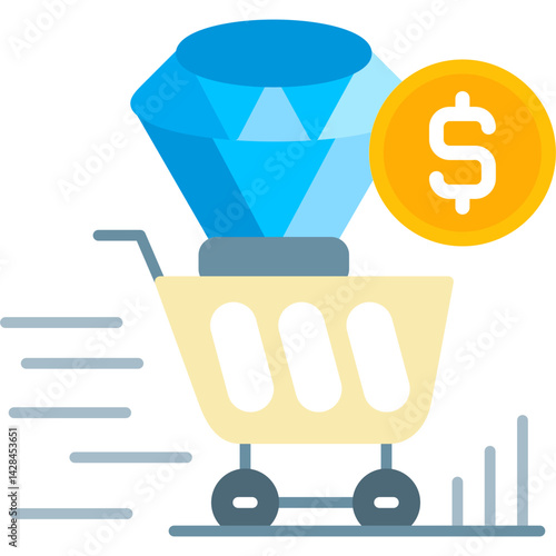 Diamond Trolley Icon Vector Element