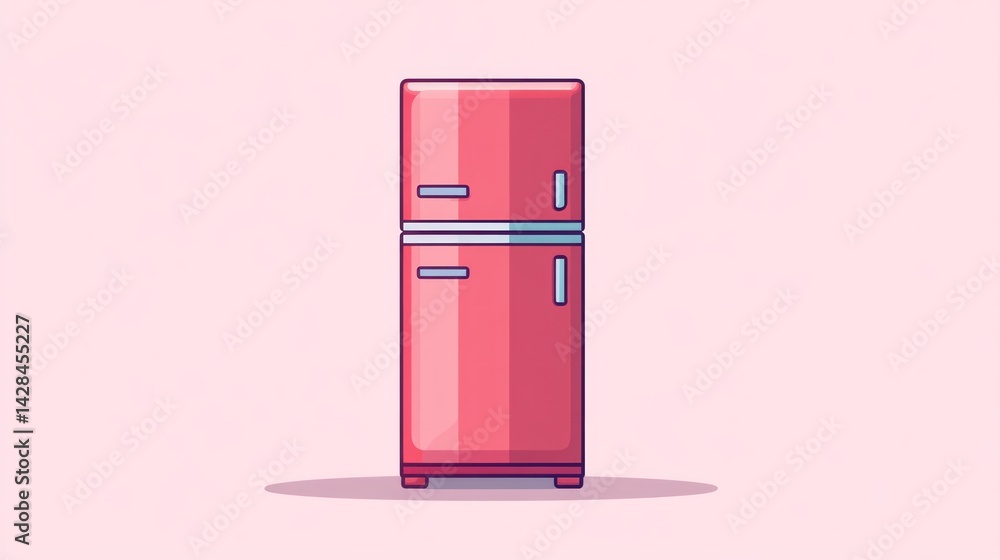 Pink retro refrigerator illustration. Pink retro refrigerator illustration.