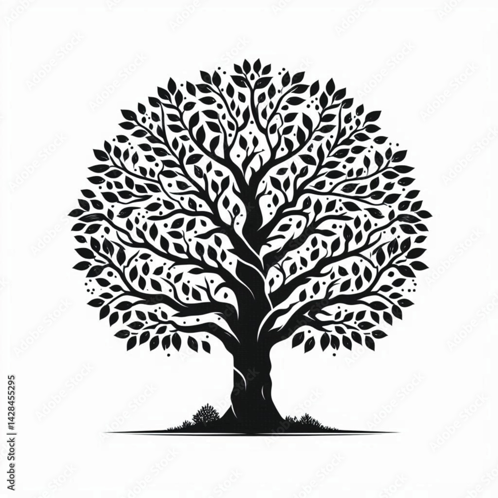 Fototapeta premium Tropical Plants and Trees Silhouette Set – Vector Collection of Palm Trees, Leaves, and Botanical Elements in Black and White
