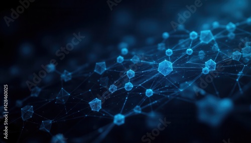 Dynamic Action of Abstract Technology Molecules in a Futuristic Environment Digital Art Dark Background