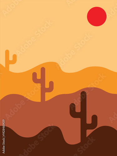 Minimal holiday at desert wall art ideal for travel inspired decor tourism business use or serene landscape themes vector illustration format

