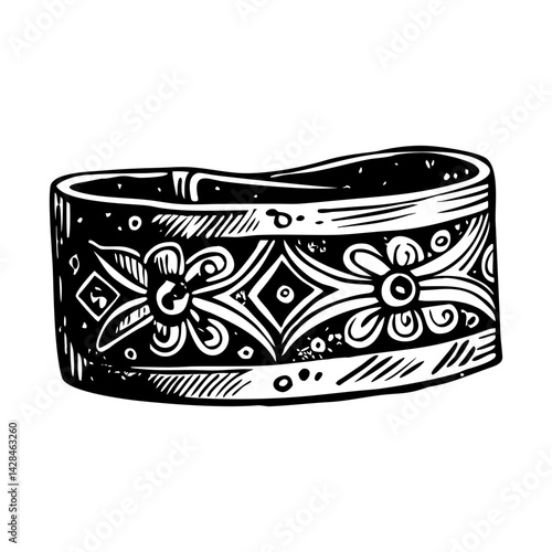A vintage style illustration of an ancient armband 