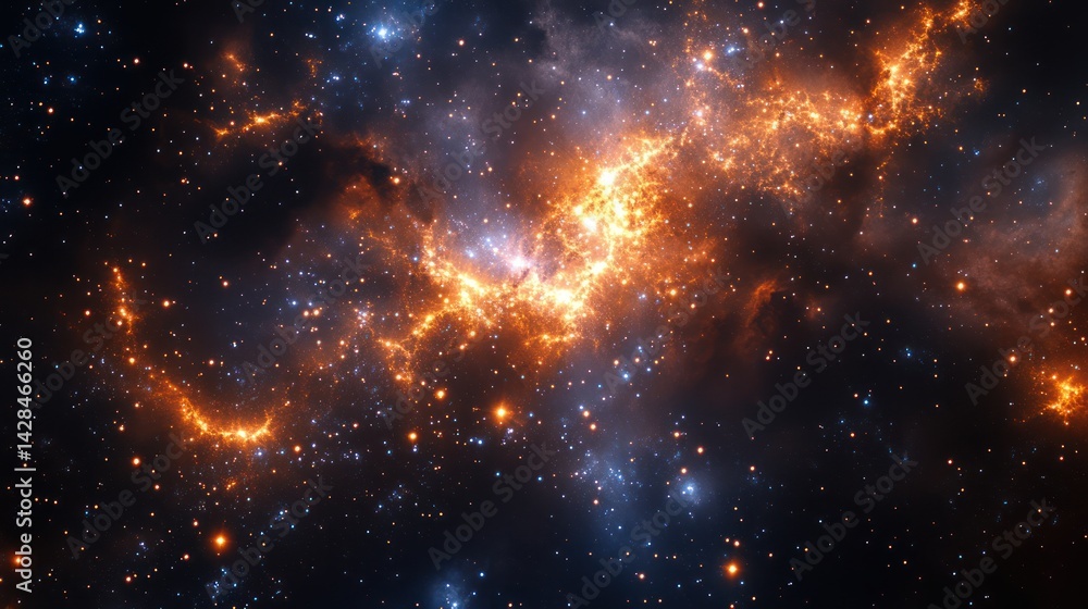 Fototapeta premium Cosmic nebulae display vibrant hues of deep space.