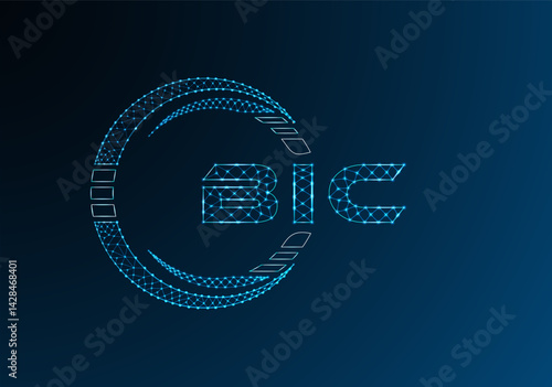BIC low poly letter logo vector design. BIC lower poly logo design.