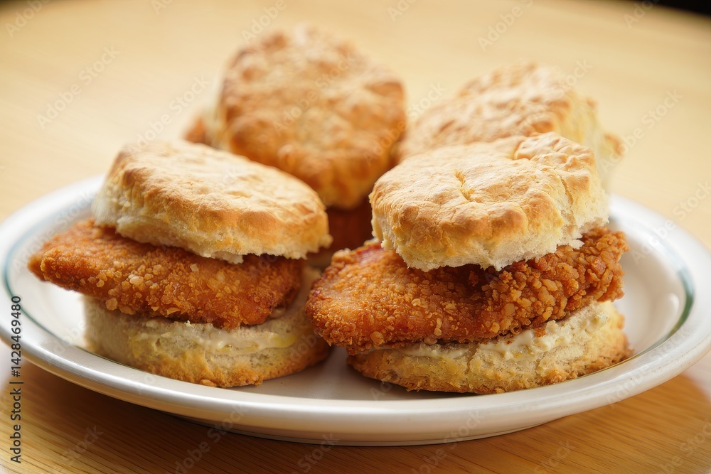 Breakfast biscuit sandwiches with fried chicken Breakfast biscuit sandwiches with fried chicken