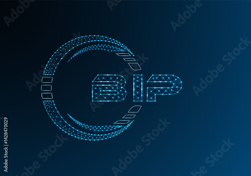 BIP low poly letter logo vector design. BIP lower poly logo design.