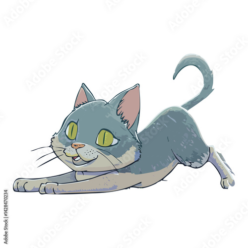 Stretching Cartoon Cat