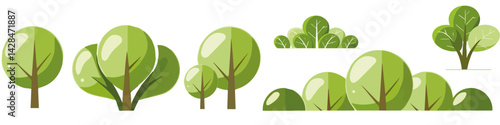 Hand drawn shrub bush shrubbery tree. set of garden plant element. Eco element