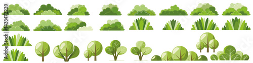 Hand drawn shrub bush shrubbery tree. set of garden plant element. Eco element