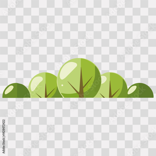 Hand drawn shrub bush shrubbery tree. set of garden plant element. Eco element
