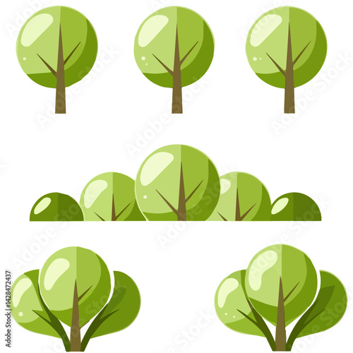 Hand drawn shrub bush shrubbery tree. set of garden plant element. Eco element