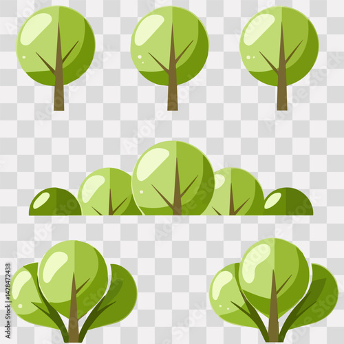 Hand drawn shrub bush shrubbery tree. set of garden plant element. Eco element