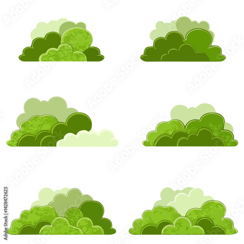 Hand drawn shrub bush shrubbery tree. set of garden plant element. Eco element