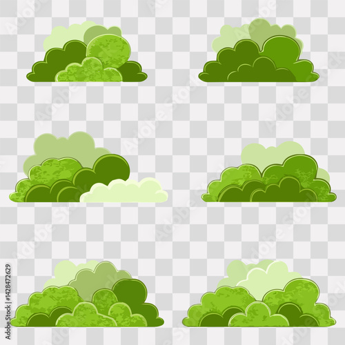 Hand drawn shrub bush shrubbery tree. set of garden plant element. Eco element