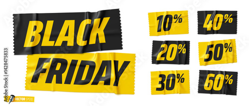 Vector realistic illustration of promotional adhesive tape on a white background.