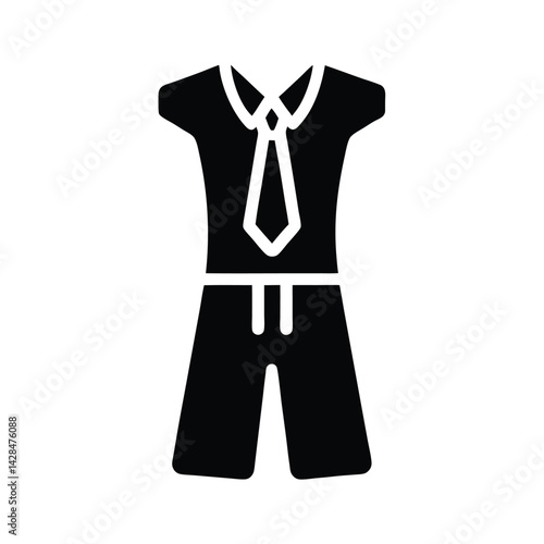 Romper with Tie Waist Silhouette Icon Vector