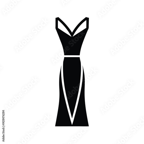 Sheath Dress with Slit Silhouette Icon Vector