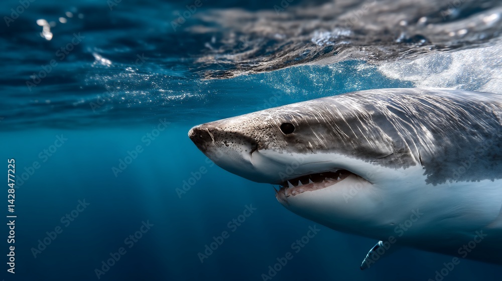 Naklejka premium Great white shark underwater