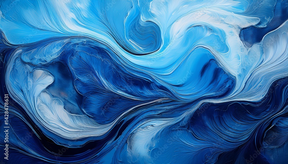 Obraz premium abstract blue textured digital painting on canvas with fluid patterns