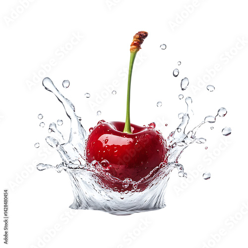 Juicy Cherry Water Splash Creating a Refreshing Clean Look