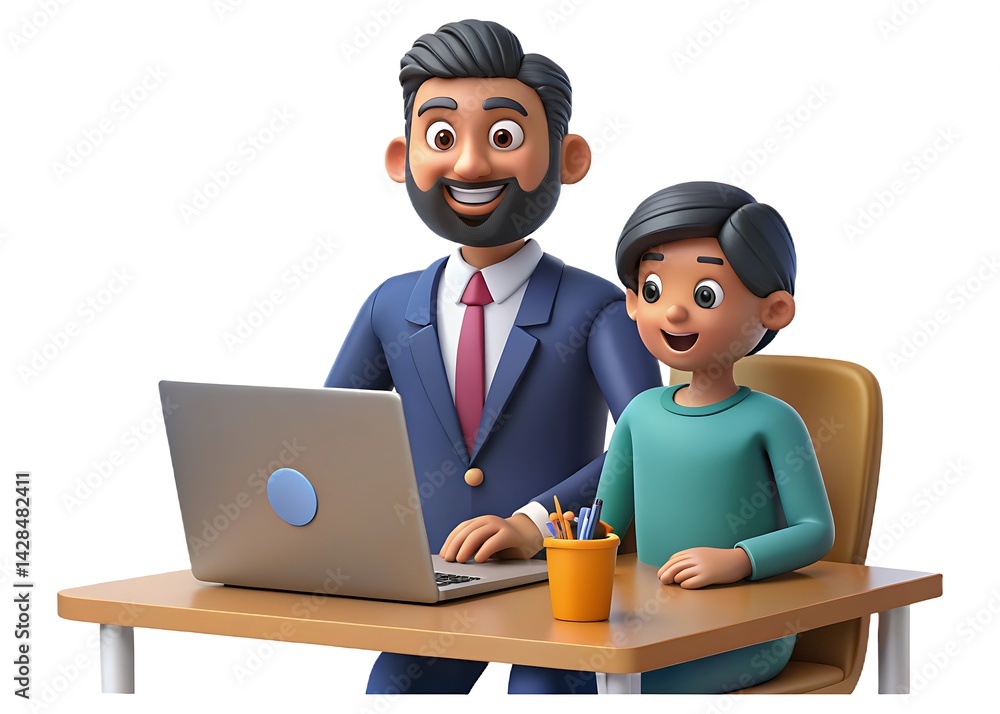 Smiling business people, a woman and a businessman, work together on a laptop in the office, showing teamwork and communication for their corporate job success Smiling business people, a woman and a businessman, work together on a laptop in the office, showing teamwork and communication for their corporate job success