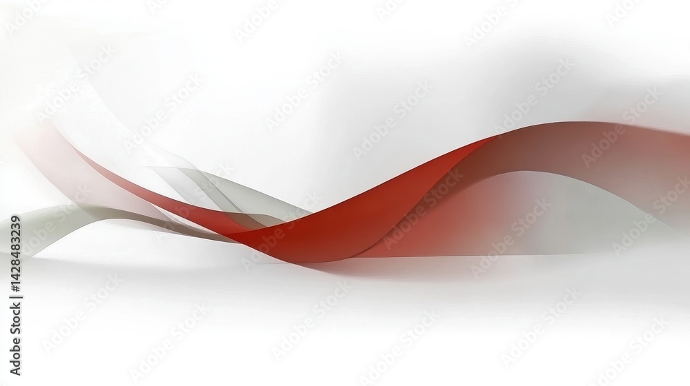 Naklejka premium Abstract red and gray wave design with soft gradients on a white background