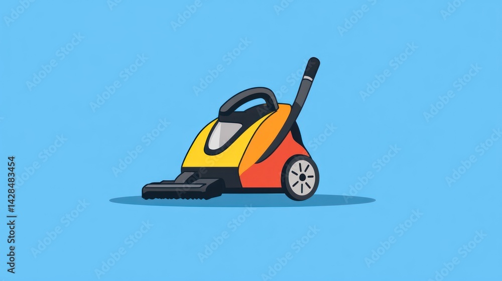 Obraz premium Colorful illustrated depiction of a handheld carpet cleaner.