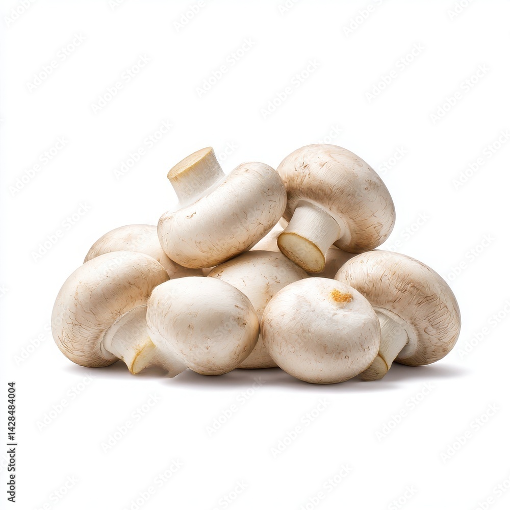 Pile of fresh mushrooms isolated on white background Pile of fresh mushrooms isolated on white background