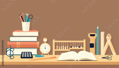 Education Still Life with Books and Abacus
