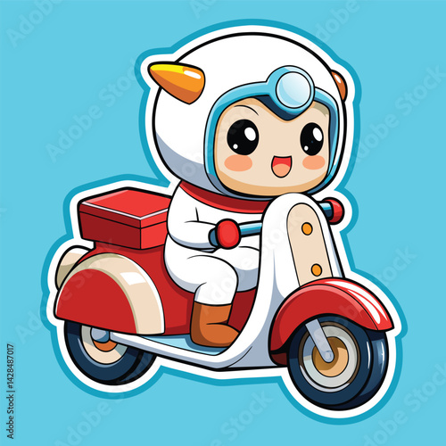 Cute character on a scooter