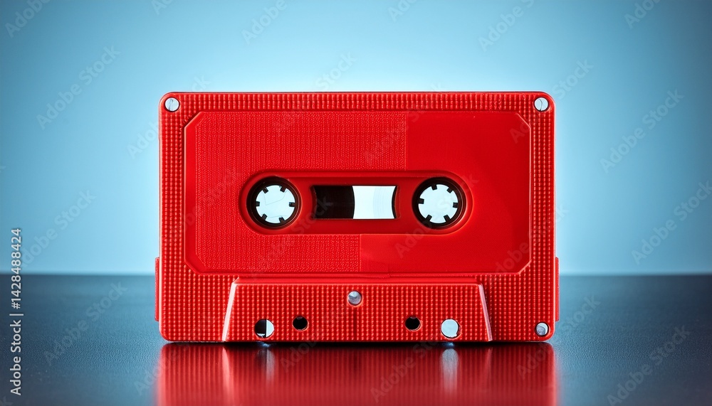 Obraz premium red audio cassette isolated on background