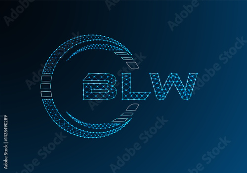 BLW low poly letter logo vector design. BLW lower poly logo design.