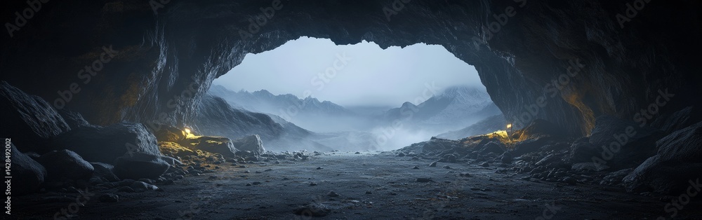 Mystical Cave with Natural Light Streaming Through Rocks Mystical Cave with Natural Light Streaming Through Rocks
