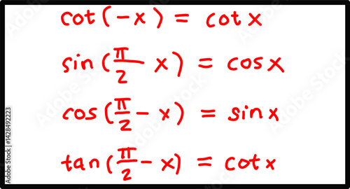 mathematical formulas, trigonometric functions, Some equations or identities that apply to trigonometric functions, basic calculus