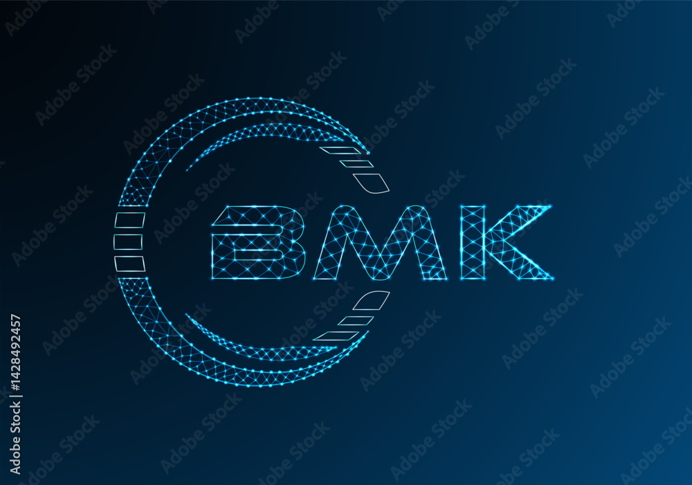 Obraz premium BMK low poly letter logo vector design. BMK lower poly logo design.