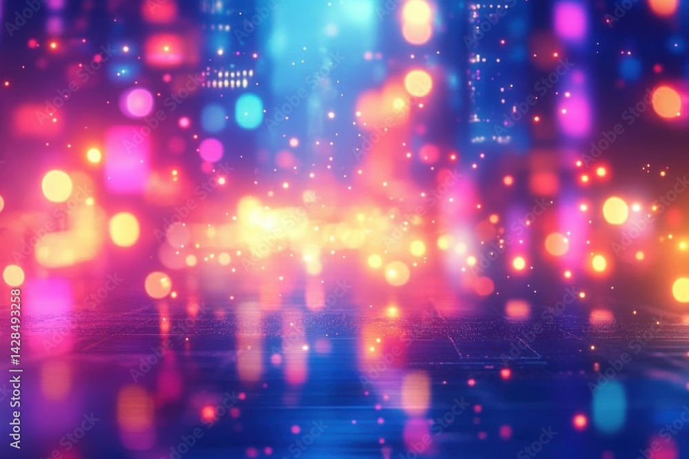 abstract technology background features a mesmerizing display of blurred neon lights- creating a futuristic and dynamic backdrop with a bokeh style that captures essence of a neon cityscape abstract technology background features a mesmerizing display of blurred neon lights- creating a futuristic and dynamic backdrop with a bokeh style that captures essence of a neon cityscape