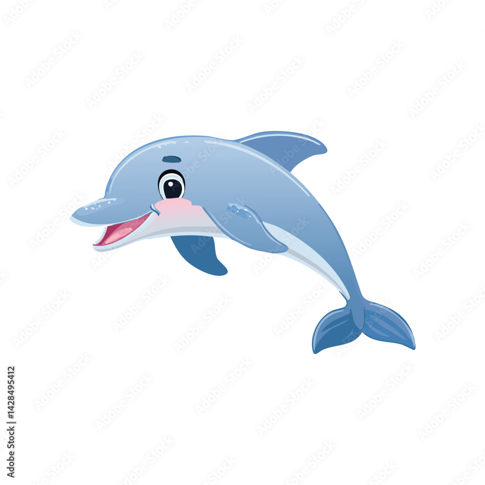 Obraz premium Happy Blue Dolphin Flat